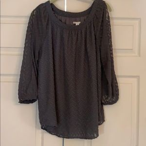 Grey Open Sleeve Blouse